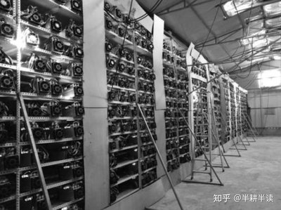 A bustling mining farm with rows of active rigs